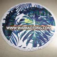 2017 wholesale beach round towel cotton print fringe beach towel